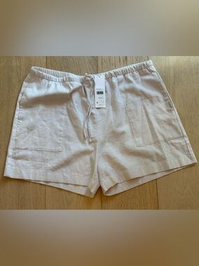 Calvin Klein Linen Blend Pull-On Shorts Beige Neutral Women’s XL NWT